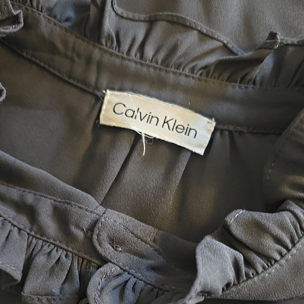 Calvin Klein Black Ruffle Blouse - Picture 5 of 5
